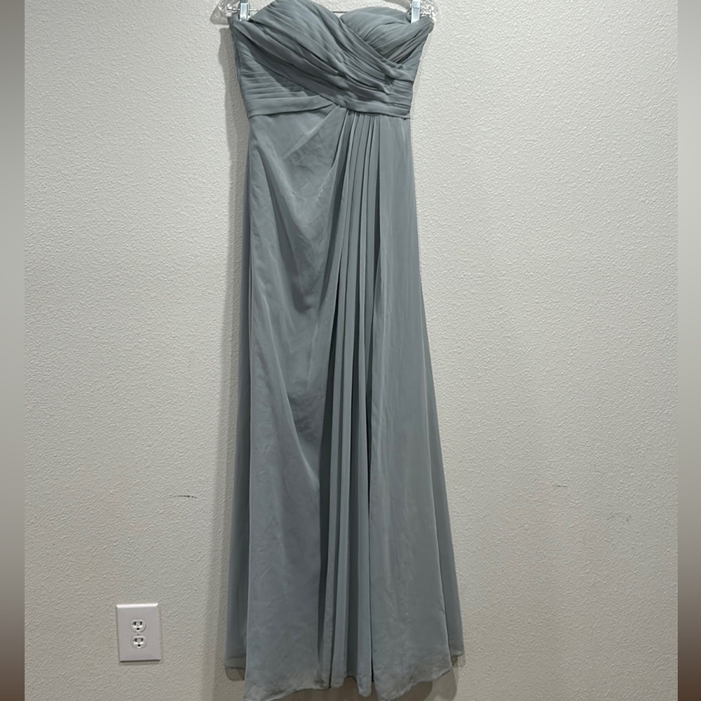 Azazie Strapless Sweetheart Neck  Bridesmaid Gown-Steel Grey SZ 4